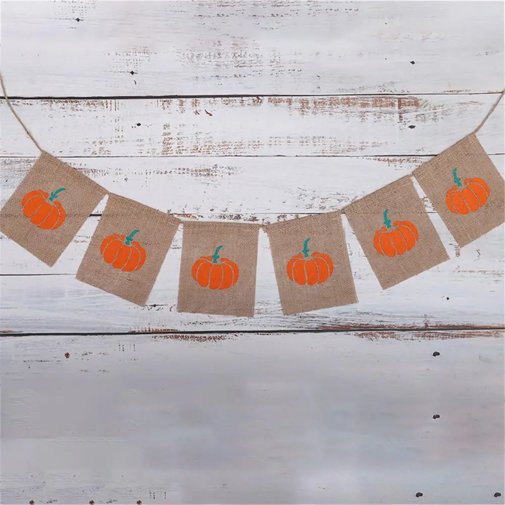 Halloween Party Decoration Pumpkin Burlap Flag Halloween Decorative String Flags Bannerin