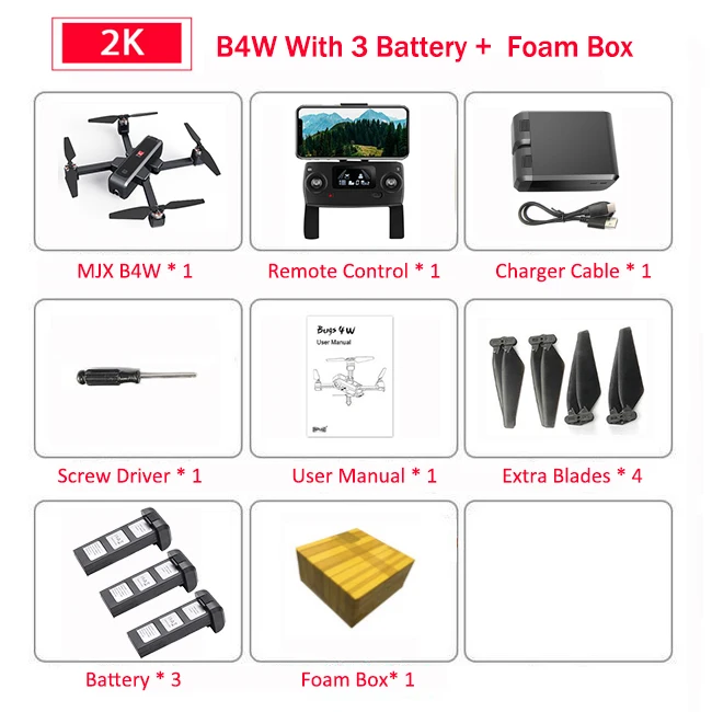 MJX Bugs 4 W B4W 5G gps бесщеточный складной Дрон с wifi FPV 2 K HD камера Анти-встряхивание 1,6 км 25 минут оптический поток RC Квадрокоптер - Цвет: Black 3B Foam box