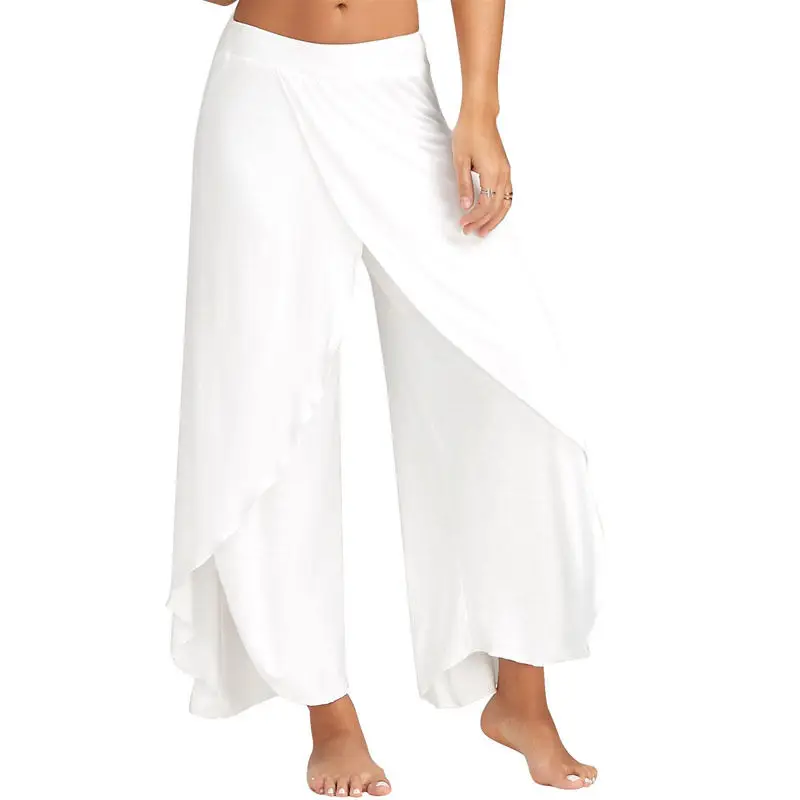 Женские офисные свободные брюки повседневные шифоновые с высокой талией и