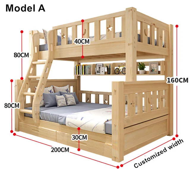 Online Louis Fashion Children Bunk Bed Real Pine Wood With Image