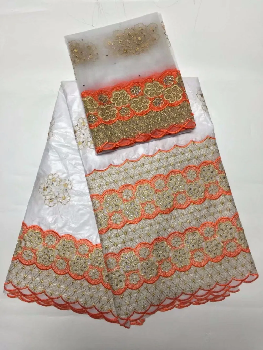 

African Bazin Riche Lace Fabric With Blouse In For Nigerian Women Wedding Dresses India Guinea Embroidered Lace Material