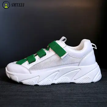

SMTZZJ 2019 Soft Shoes Flats Lady Fashion Casual Breathable Sneakers Mesh Flat Running Shoes Women Sport Flat Platform Plus Size