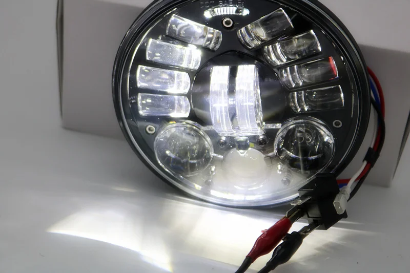 BlackChrome 5-34 Adaptive Driving Headlamp For Harley Dyna Street 500 750 XG Parts 5.75 Inch Round LED Headlight (15)
