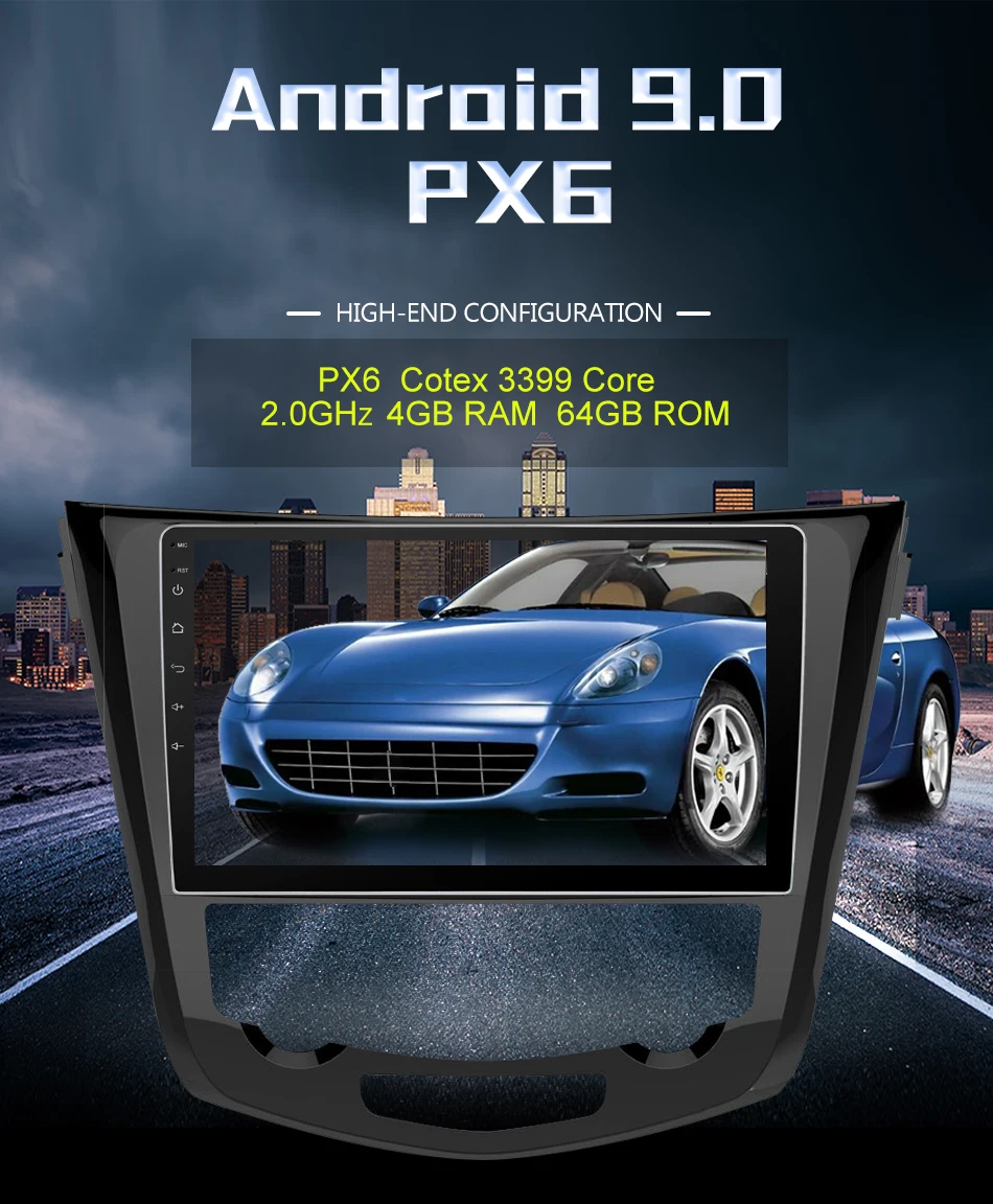 Cheap Eunavi Car GPS Radio Player Android 9.0 For Nissan X-Trail Qashqail 2014 -2017 With Octa Core 4GB+32GB Stereo Multimedia 6