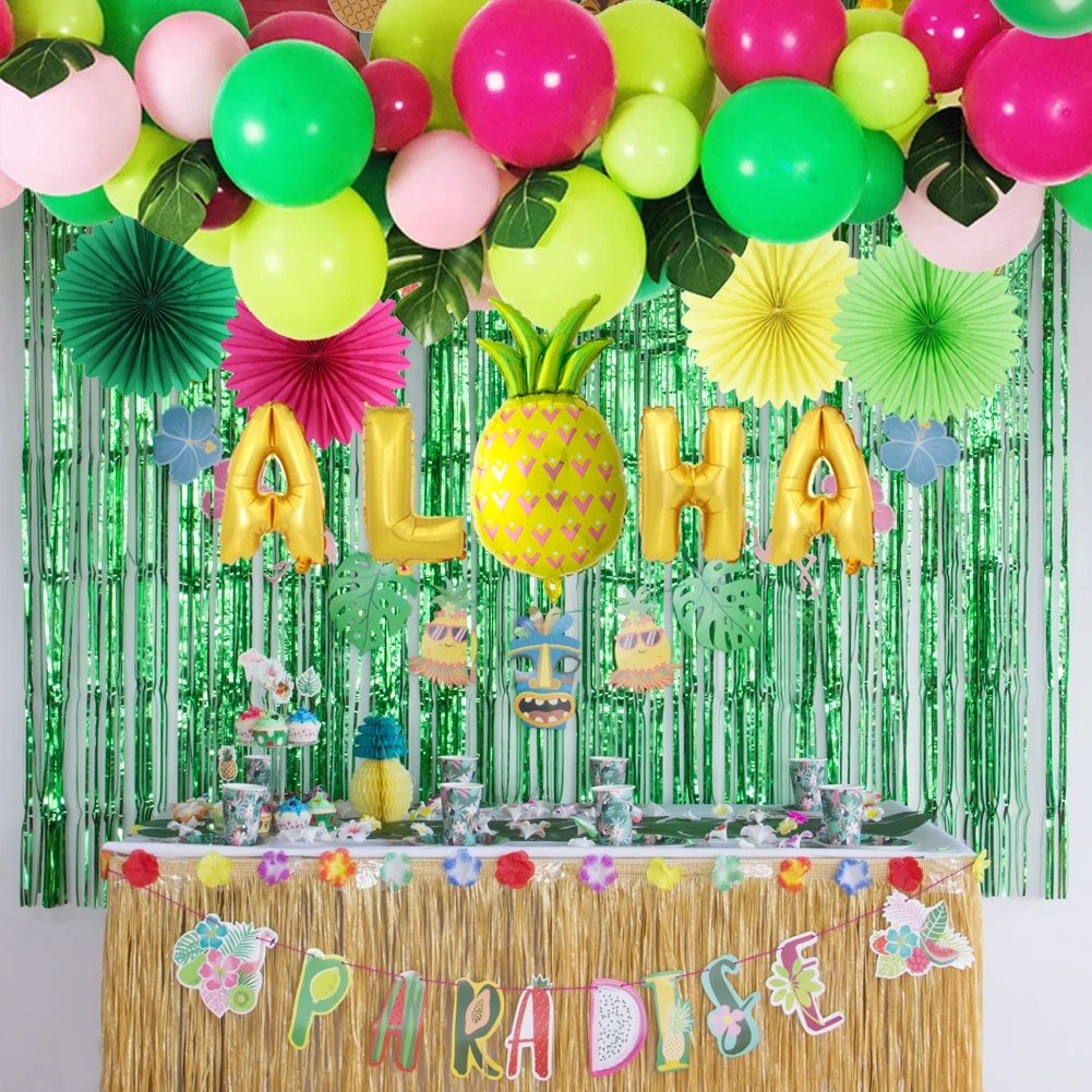 

ALOHA Theme Decoration Fruit Hawaiian Summer Pineapple Flamingo Tropical Event Decorations Welcome Farewell LUAU Party Supplies