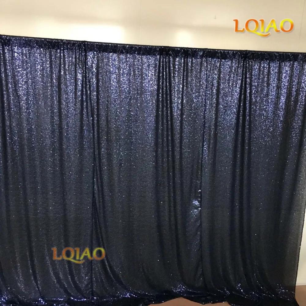 

LQIAO 20ftx10ft Navy Blue Luxury Sequin Drapes Big Size Shimmer Sequin Curtain/Backdrop/Background for Wedding Party Decoration