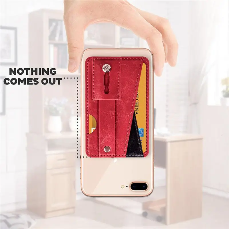 

Adhesive PU Leather Credit Card Pocket Sticker Pouch Holder Case For Cell Phone