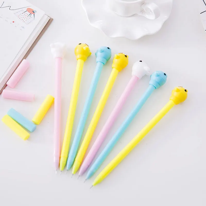 

4 pcs/lot Creative Cartoon animal gel pen Kawaii students Writing Neutral pens Caneta Office School Stationery Supplies 0.38mm