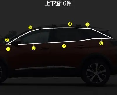 Автомобиль Стайлинг нержавеющей Сталь отделка окна наклейки для peugeot 3008 GT Windows средней колонке оконной рамы Отделка пайетками