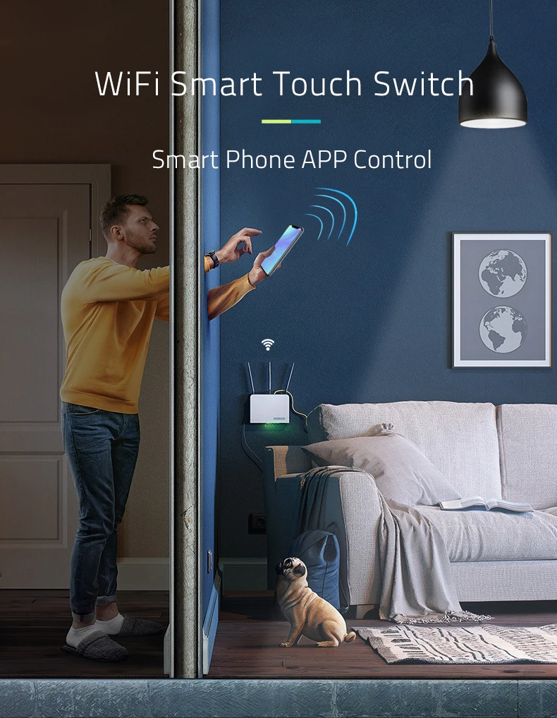 WIFI smart touch switch, Wireless Remote Control wifi Switch, Glass panel touch light Switch, Smart Sensor Wall light switch (5)