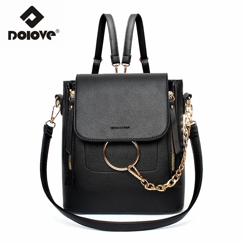 

DOLOVE 2019 New Sweet lady backpack College of the wind school bag notebook travel bag Circle the chain backpack