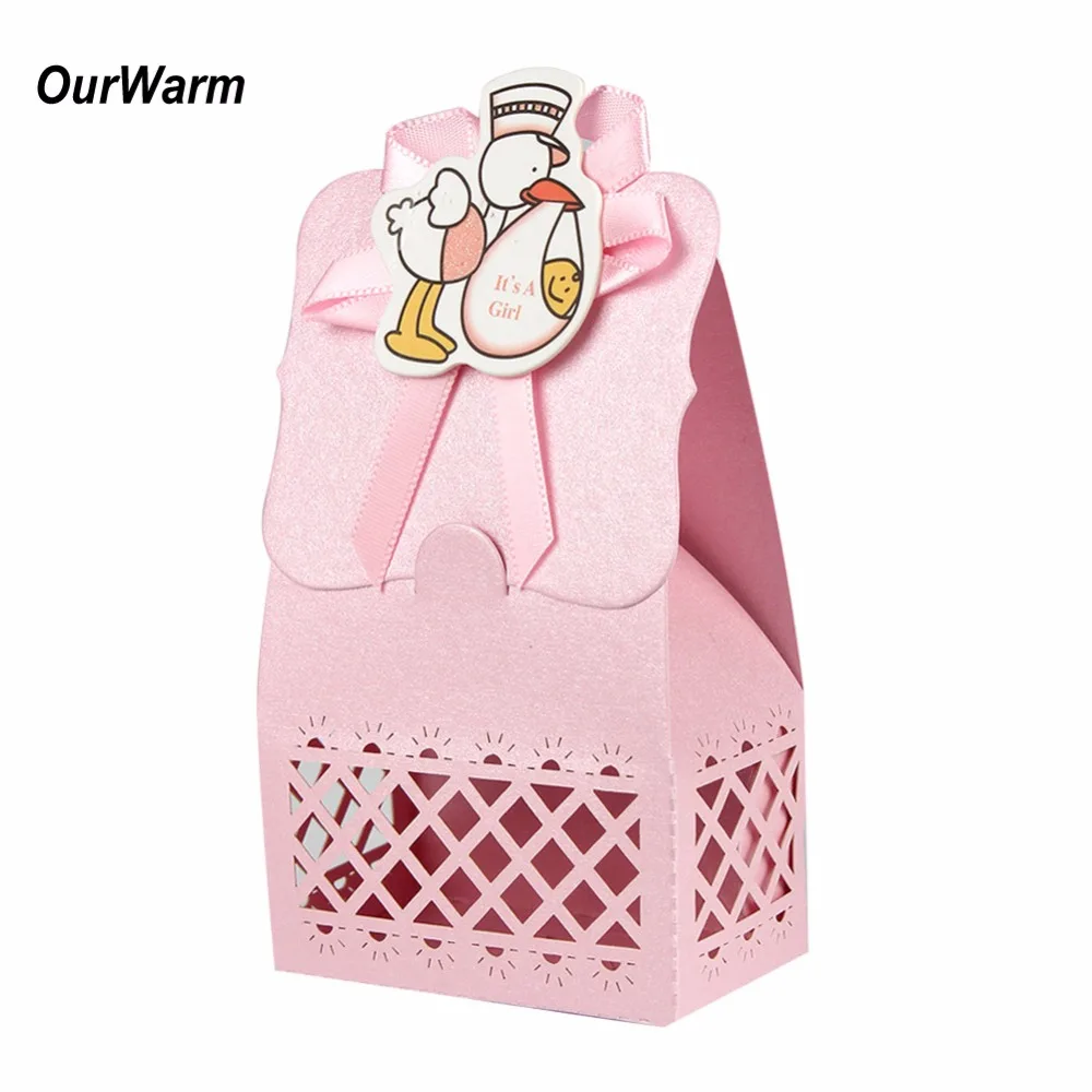 Ourwarm 48 шт. Baby Shower сувениры и подарки сумка Бумага коробка конфет для ребенка душ Аксессуары мальчик девочка День рождения поставки