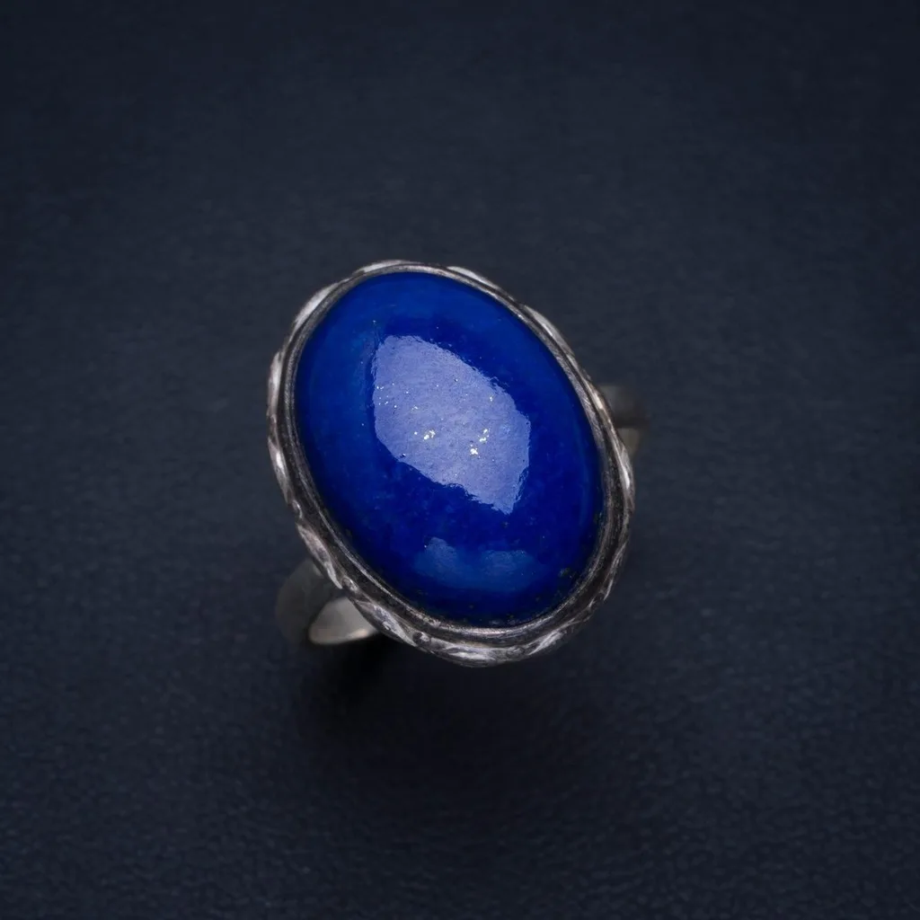 

Natural Lapis Lazuli Handmade Unique 925 Sterling Silver Ring 8 AU0005
