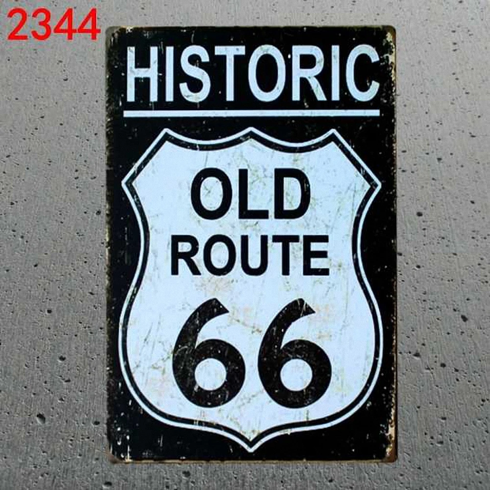 22 PCS Route 66 Series 20X30 CM Mix Items Retro Metal Painting Signs Wall Sticker Doorplate Iron Art Wall Decoration