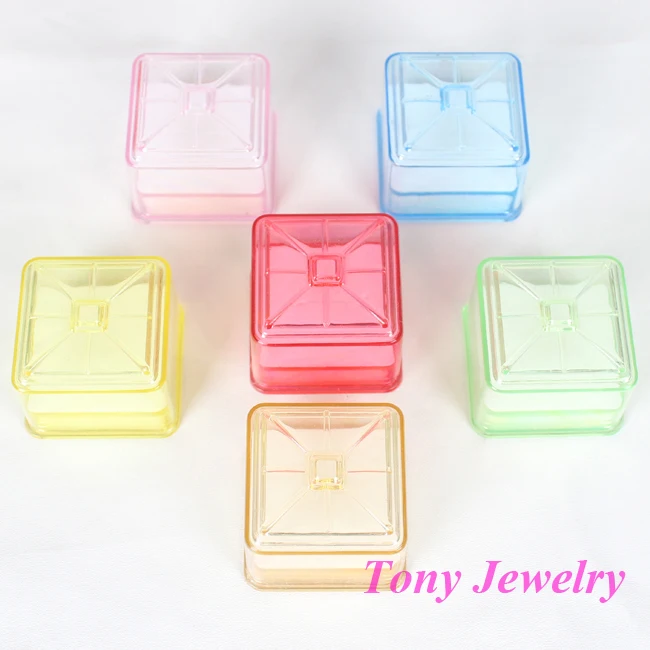 Wholesale 60 Plastic Ring Display Box Jewellery Box Mixed Colorin Jewelry Packaging & Display
