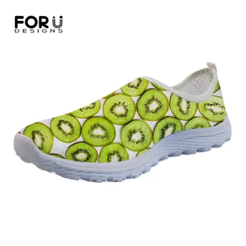 

FORUDESIGNS 3D Fruit Pattern Women's Shoes Slip-on Casual Brand Comfortable Light Air Mesh Ladies Sneakers Beach Girls Loafers