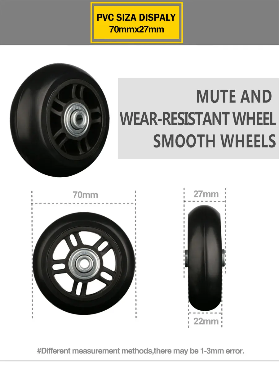Колеса для багажного чемодана макияж аксессуары с колесиками чемодан ролики ПВХ 70 мм* 27 мм одиночный пароль колеса износостойкие ролики
