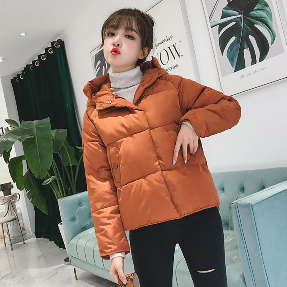 

Short Parka Women Winter Cotton Hooded Overcoat Solid Korean Padded Loose Jacket For Female Winter Coat Women Parka 2018 Hot