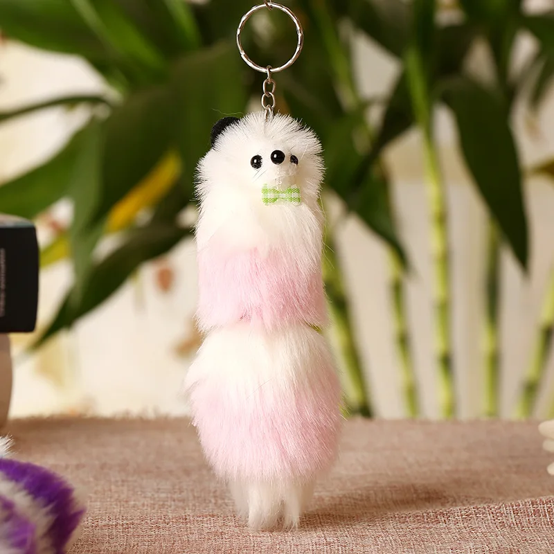 Cute Small Faux Fur Little Fox Plush Toys Animal Key Bag Pendants Dolls Gift 10pcslot 13cm Random Color (2)
