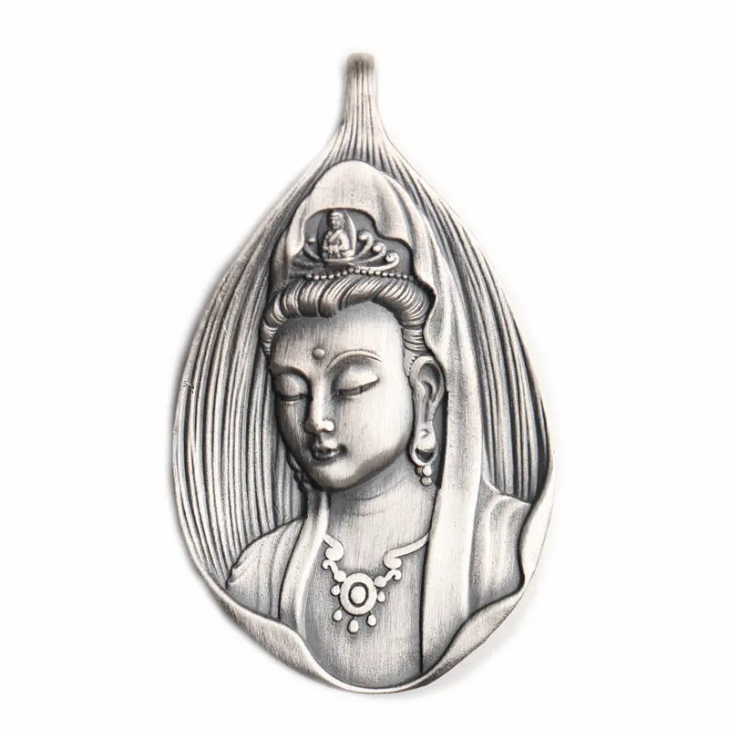 

2018 New hot Gunyin Buddhism 999 Sterling Silver Pendant Necklace Female Vintage Ethnic Fine Jewelry Pendant For Gift