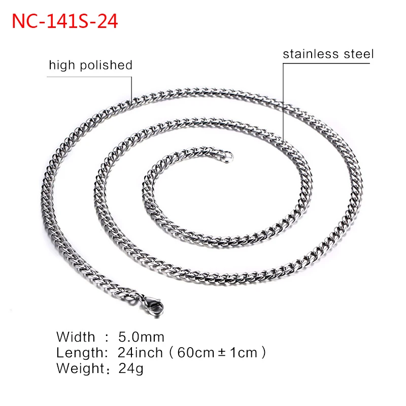 Meaeguet модные Нержавеющая сталь 24/30 дюймов длинные цепочки, ожерелья для Для мужчин 3 мм/5 мм/7 мм широкий золотой-Цвет Цепочки и ожерелья цепи ювелирные изделия - Окраска металла: Silver 5mm 24inch