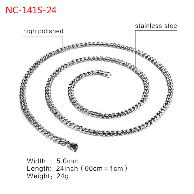 Fashion Stainless Steel 24/30inch Long Chains Necklaces For Men 3mm/5mm/7mm Wide Gold-Color Necklace Chain Jewelry