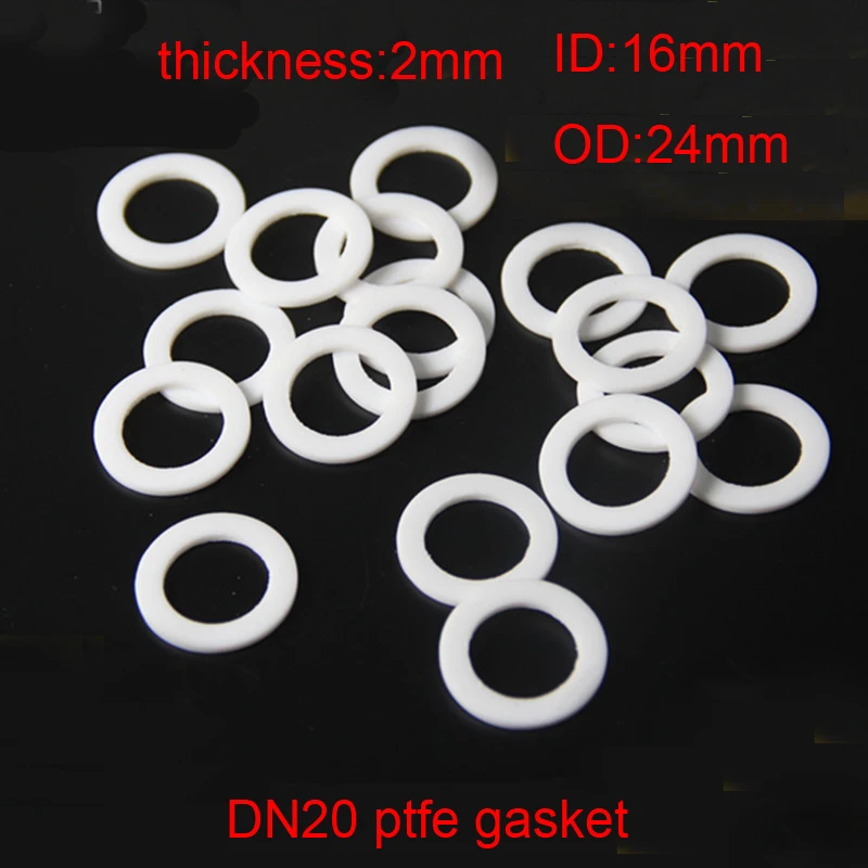 100 шт DN20 ptfe прокладка круглая 3/4 дюймов ETFE FEP круговая шайба 16 мм id 24 мм od ETFE FEP кольцо прокладка политетрафторэтиленовая прокладка