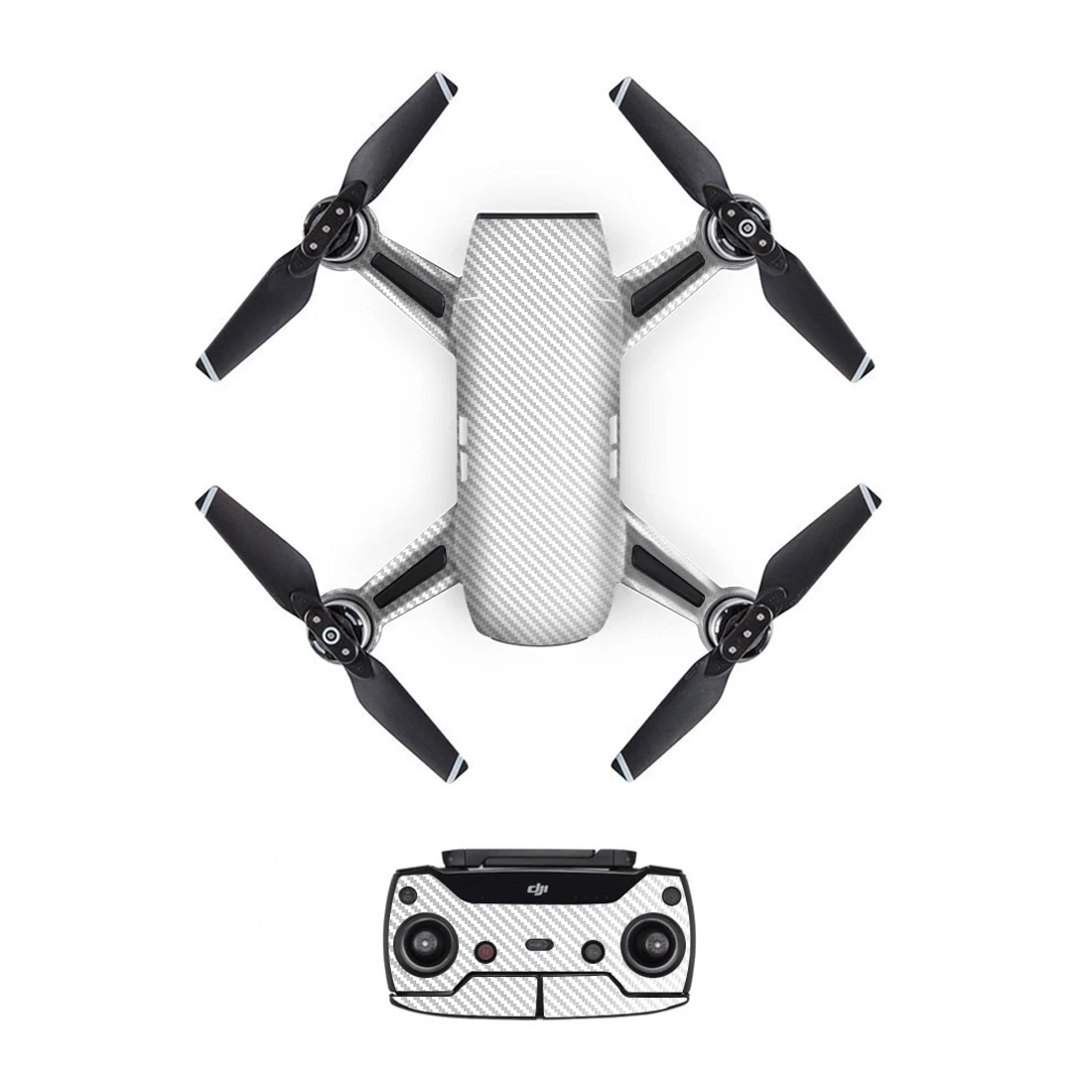

[DJS0001] Cool Carbon Fiber Decal Skin Sticker For DJI Spark Drone body + remote Controllers + Battery Protective Cover Silver