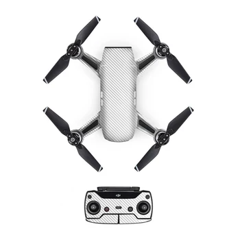 

[DJS0001] Cool Carbon Fiber Decal Skin Sticker For DJI Spark Drone body + remote Controllers + Battery Protective Cover Silver