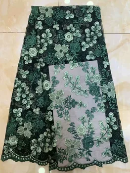 

2019 Latest Green French Nigerian Lace Fabric High Quality Tulle African Lace Fabric Wedding African French Tulle Lace