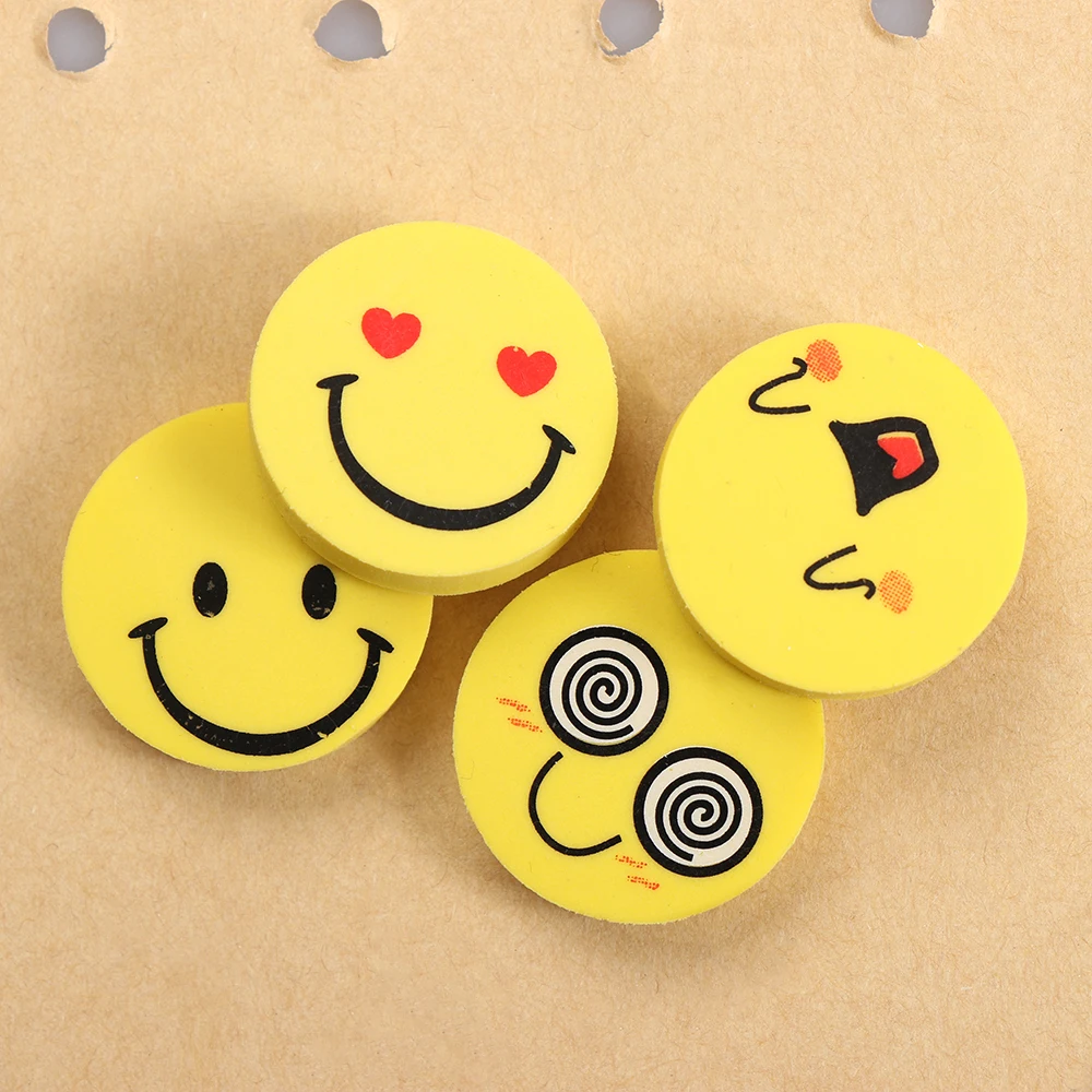 Online Shop 4 PCS Lucu Emoji Senyum Wajah Pensil Penghapus Karet