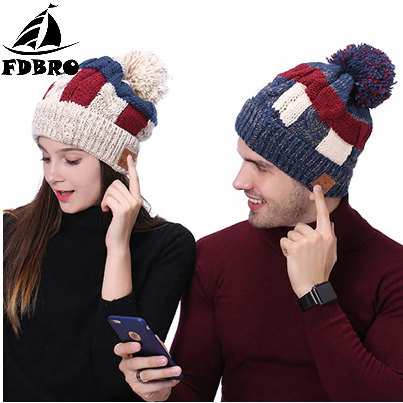 Беспроводная Шапка-бини FDBRO с Bluetooth вязаная шапка наушниками стереогарнитура