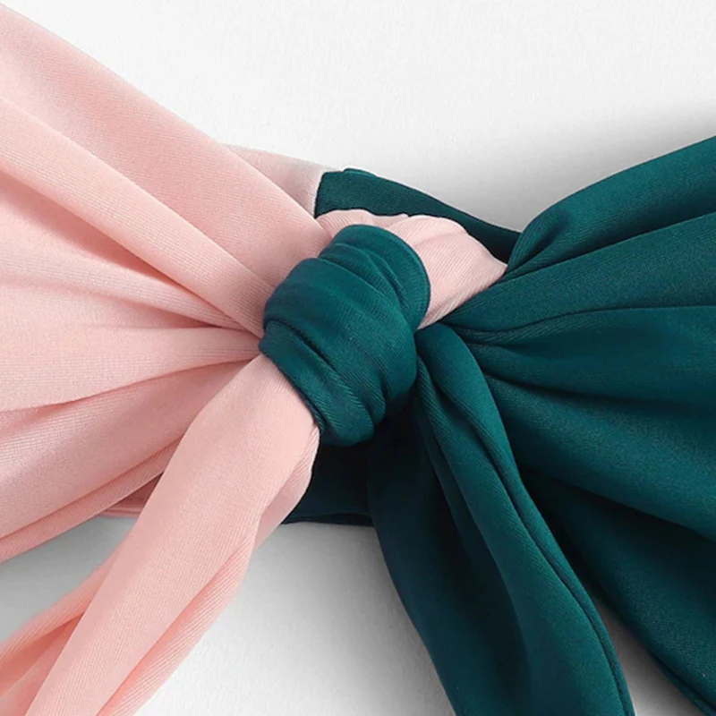 Женский бразильский купальник с узелком спереди бандо эффектом пуш ап