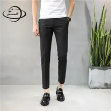 Мужские строгие брюки летние мужские брюки одежда и лодыжки полоса тонкая на кнопках дышащие мужские платья Брюки Одежда Y89