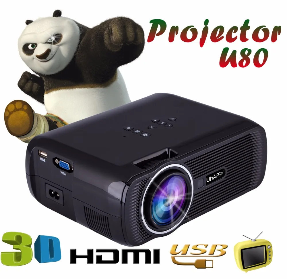 U80 плюс проектор 2000 люмен Портативный Офис HD uhappy светодио дный Proyector Android 6,0 WI-FI Smart ЖК-дисплей 1080 P видео Media Player