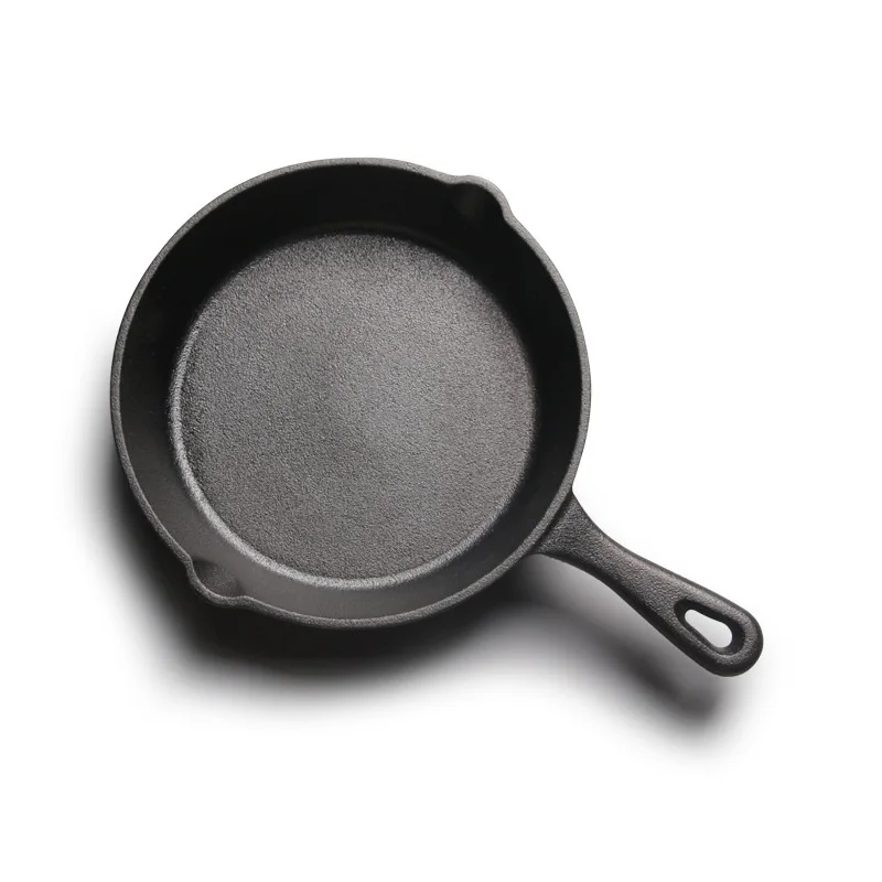 

2019 Pre-Seasoned 14cm Cast Iron Skillet Fry Pan with Silicone Handle Nonstick Griddle Grill Cookware Black (frypan-long handle)