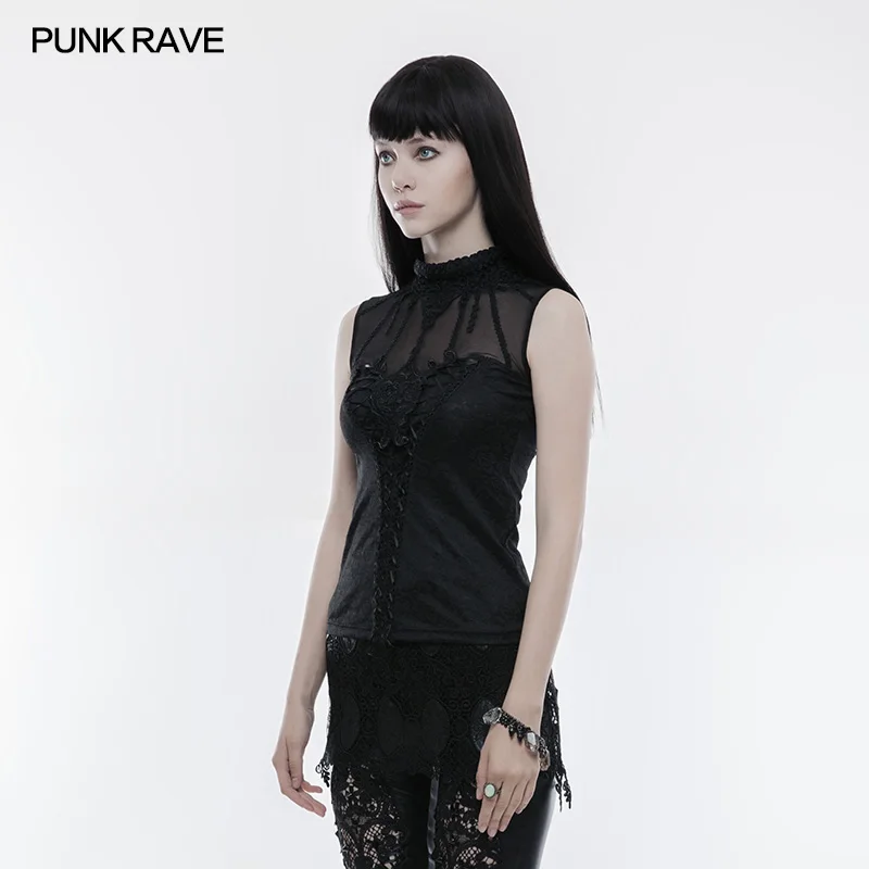 Женская футболка без рукавов в готическом стиле|t shirt top|black t shirtpunk rave |