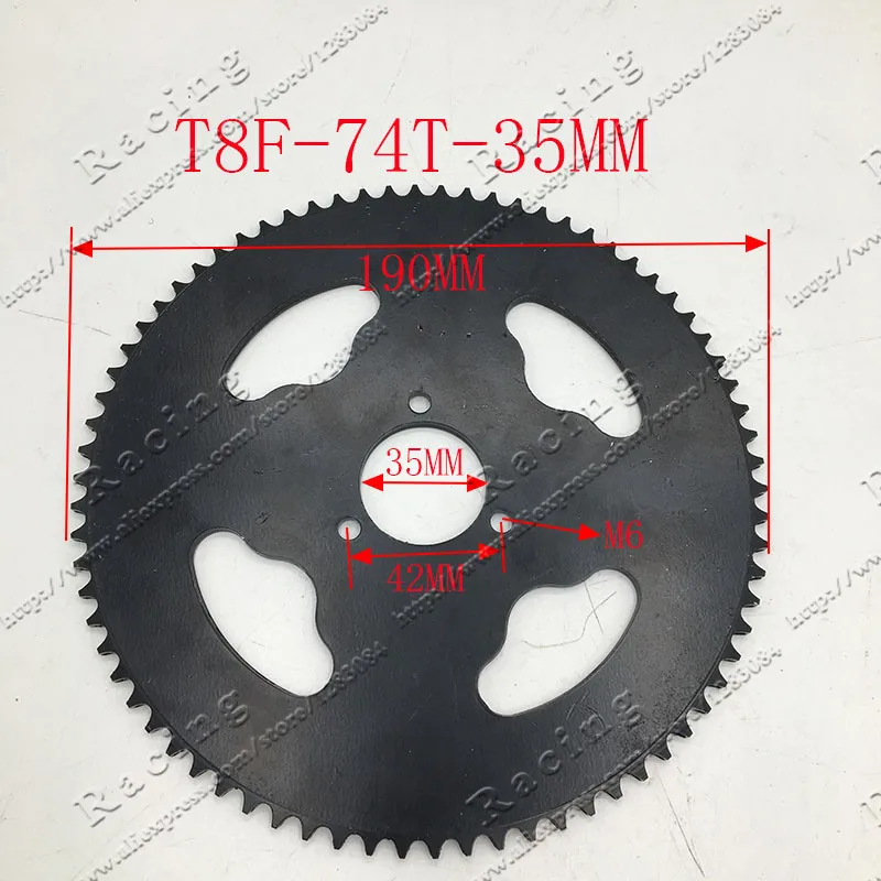 Задняя звездочка 44 54 64 74 Tooth 44T 54T 64T T T8F 35 мм для мини мотовездехода квадроцикла