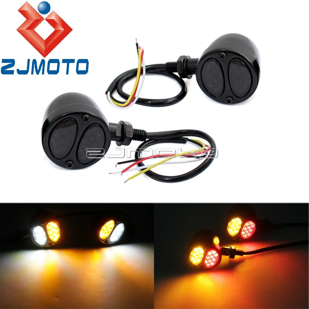 

Motorcycle 3 in 1 Integrated LED Turn Signal Lights w/ DRL Tail Light DUO Blinkers For Harley Dyna Cafe Racer Chopper Custom