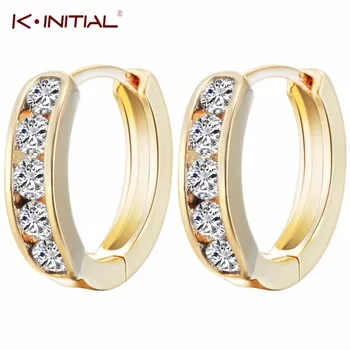 1Pair Fashion Gold Silver Plated Zircon Huggies Hoop Earrings for women Cz Diamond Small Round Earring Party Jewelry Wholesale