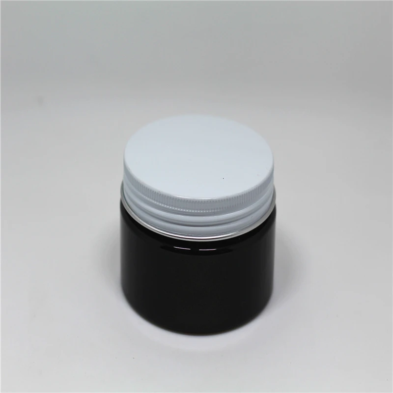 

10ps/lot Black container Plastic Cream Jar,empty Cosmetic reuse container with aluminum metal lids printable custom logo