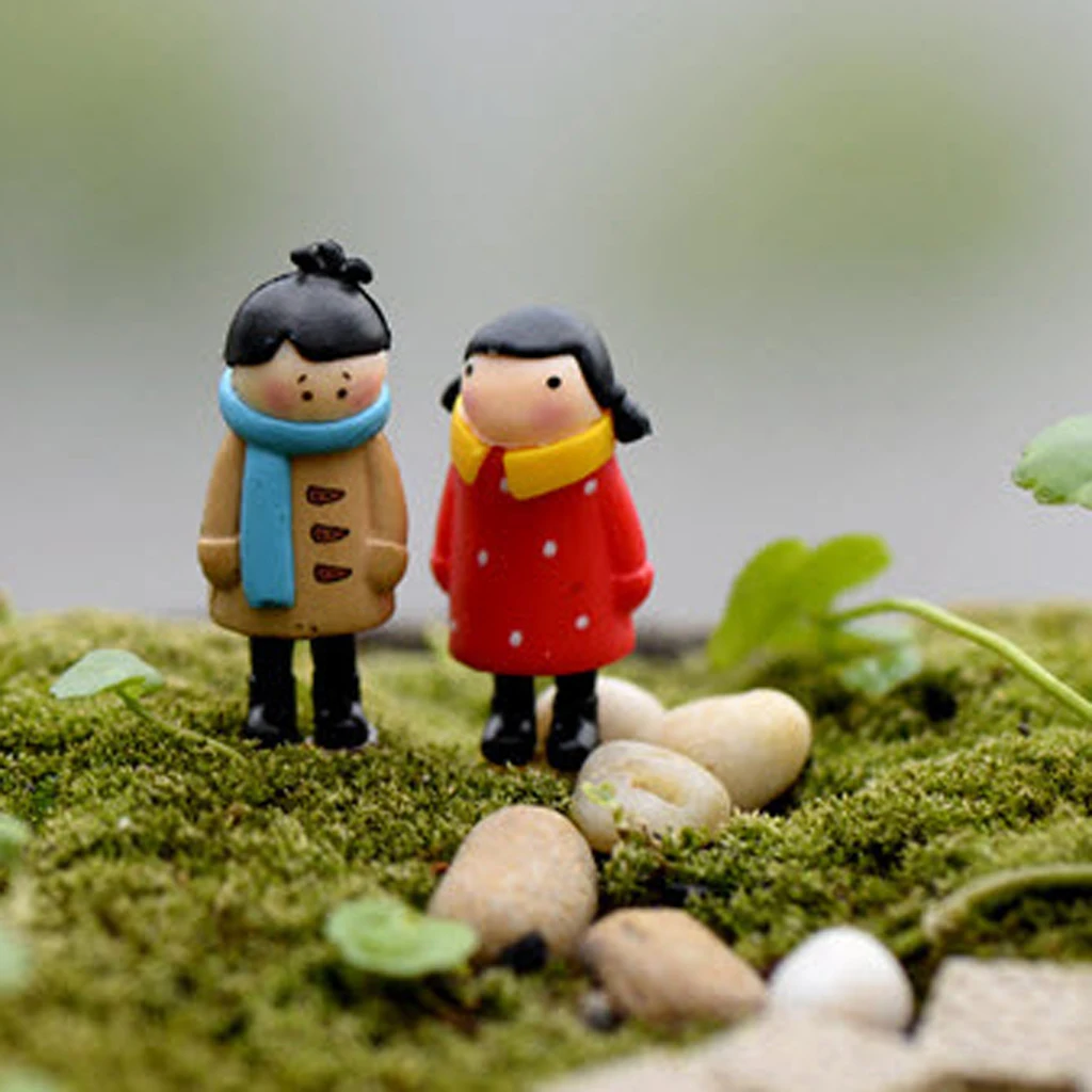 1 Set 4 Depressed Girls Miniature Bonsai DIY Craft Terrarium Figurine Resin Landscape Decor