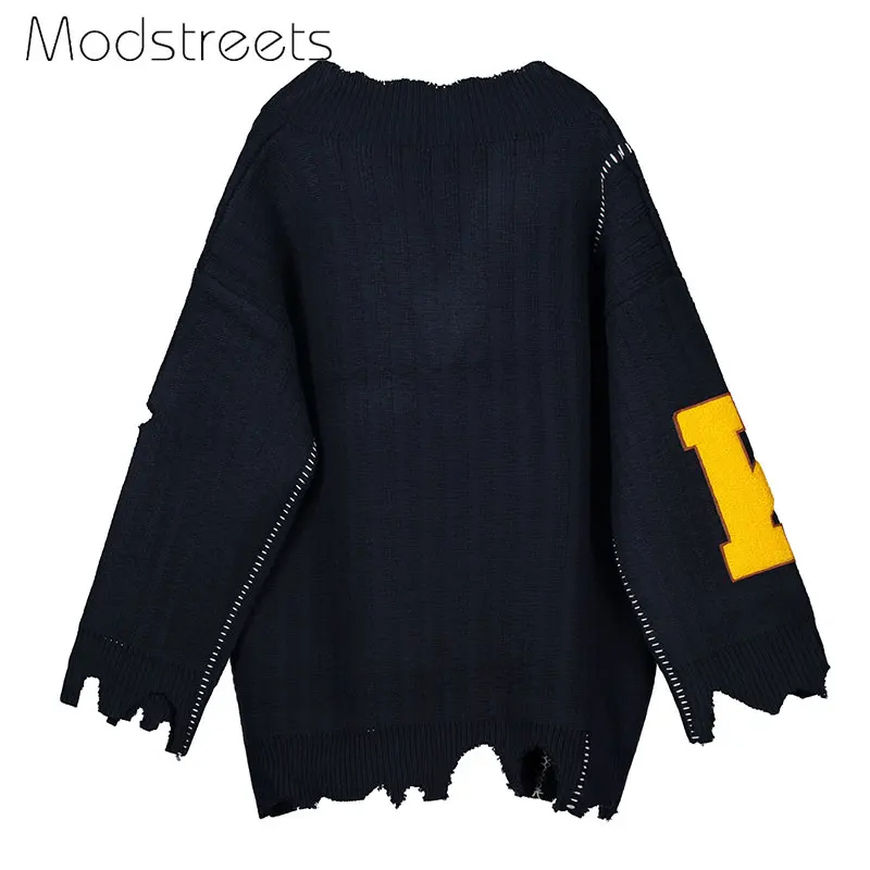 Modstreets, женские свитера и пуловеры, вязаный свитер, женский свитер с асимметричными манжетами, свободный свитер с длинным рукавом