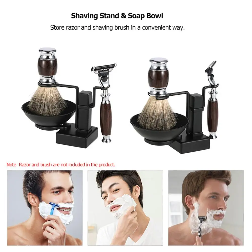 Estande de Barbear Conjunto de Barbear Pincel de Barbear Ferramenta de Limpeza 2 em 1 Kit de Barbear para Homens Titular Sabão Tigela Copo Caneca Conjunto Facial Masculino 6 High Quality Beleza e saúde