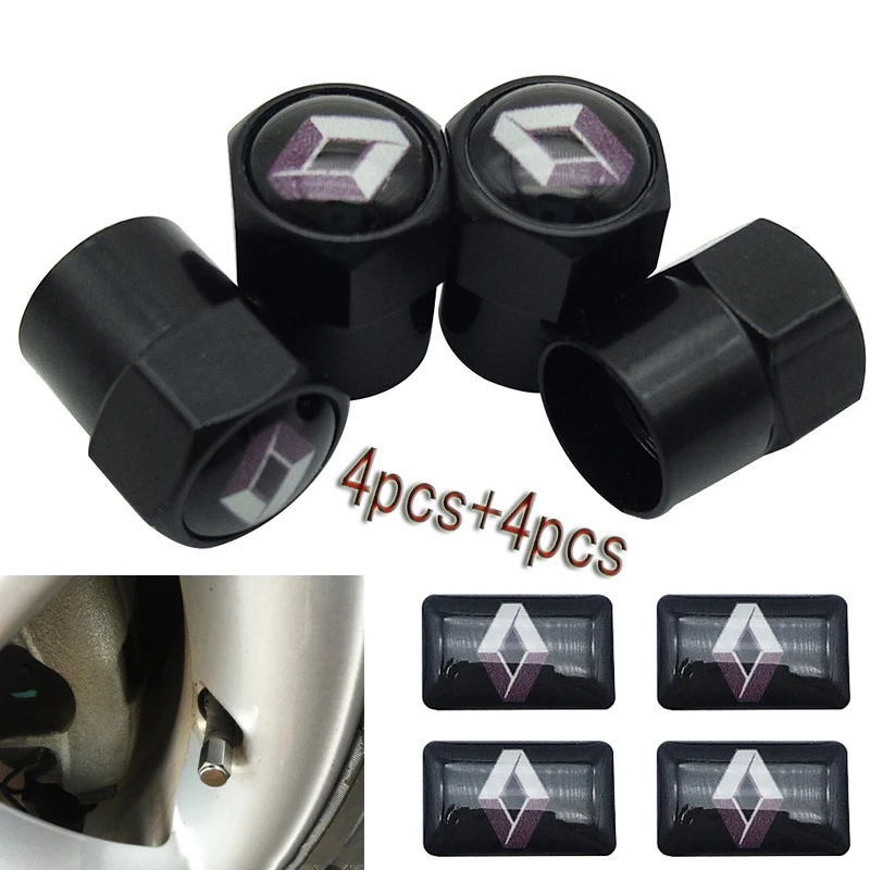 

4pcs+4pcs Car-Styling Car Wheel Tire Valve Tyre Caps Case For Renault 2 Button Clio Scenic Megane Duster Sandero Captur Twingo