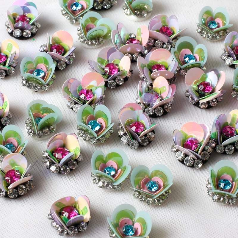 

20pieces/lot Decorative Handmade Sequins Beads Flower Applique Patches ,Hair Clip,Bags,Brooch,Clothes Sew on DIY Accessories