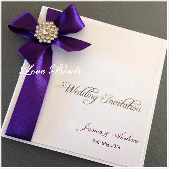 Wedding Invitation Optional Photo Template Black And White Best Purple Black And White Damask Pattern Photo Template Wedding Invite With Ribbon