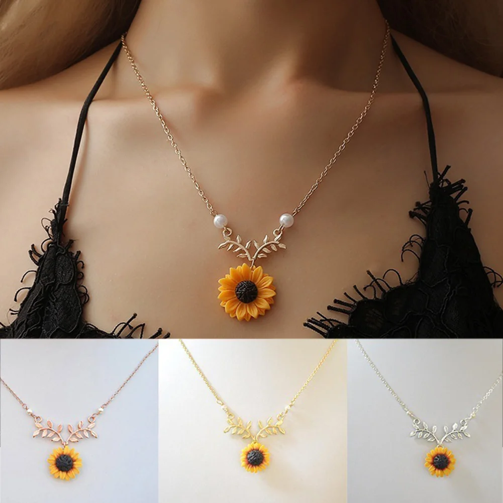 

Sunflower Leaf Branch Necklace Charm Plated Pendant Necklace Classic Golden Silver 2018 New Jewelry Accessorie Gift Necklace