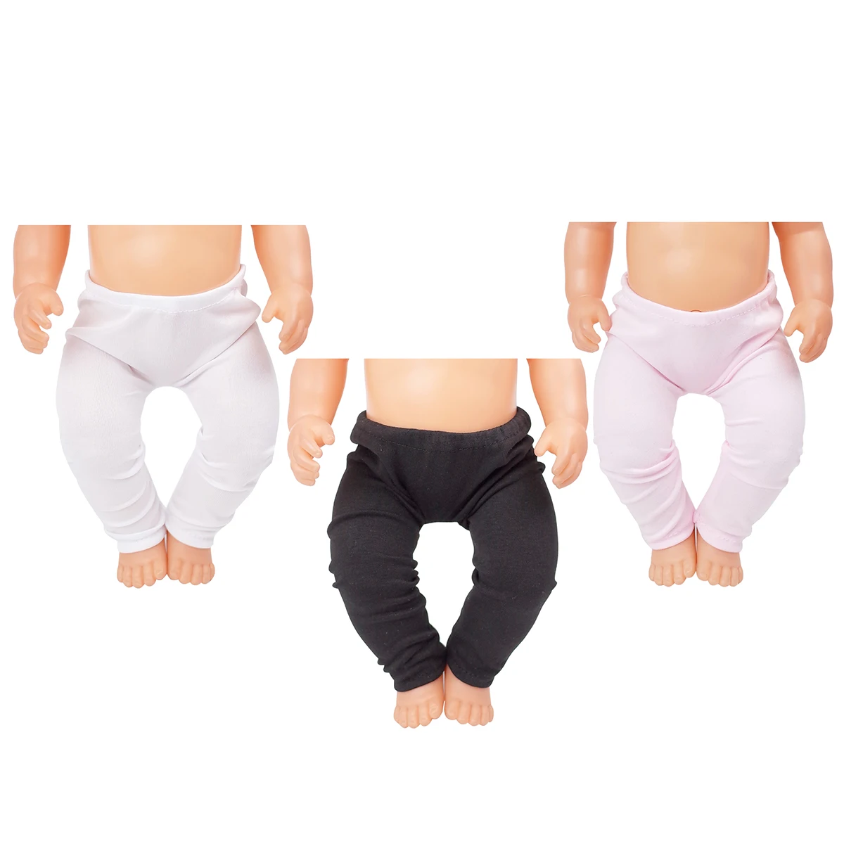 

PellyBaby 43cm Baby Doll Pants Born Doll Clothes and Accessories, White, Black, Pink