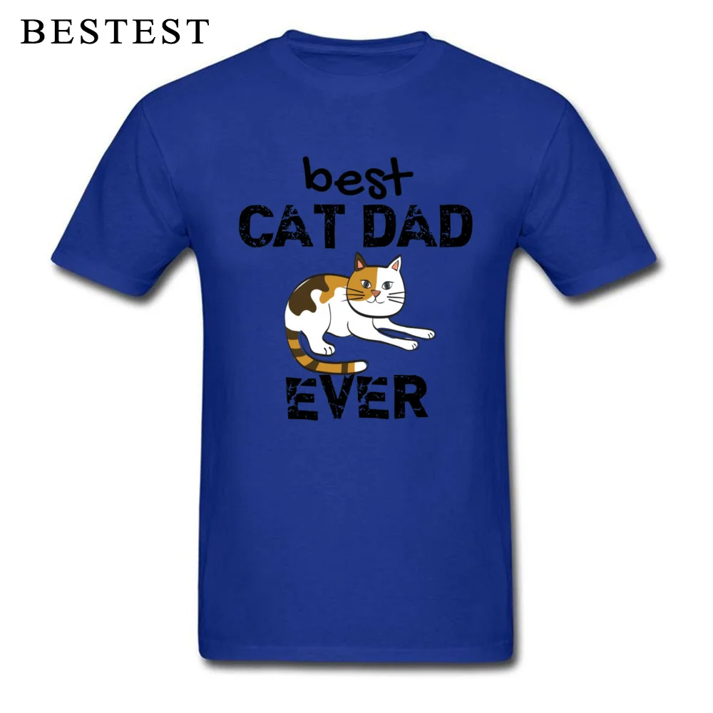 Printed Best Cat Dad Ever 17823 Crewneck T Shirt Father Day Tops T Shirt Short Sleeve for Men Coupons All Cotton T Shirts Best Cat Dad Ever 17823 blue